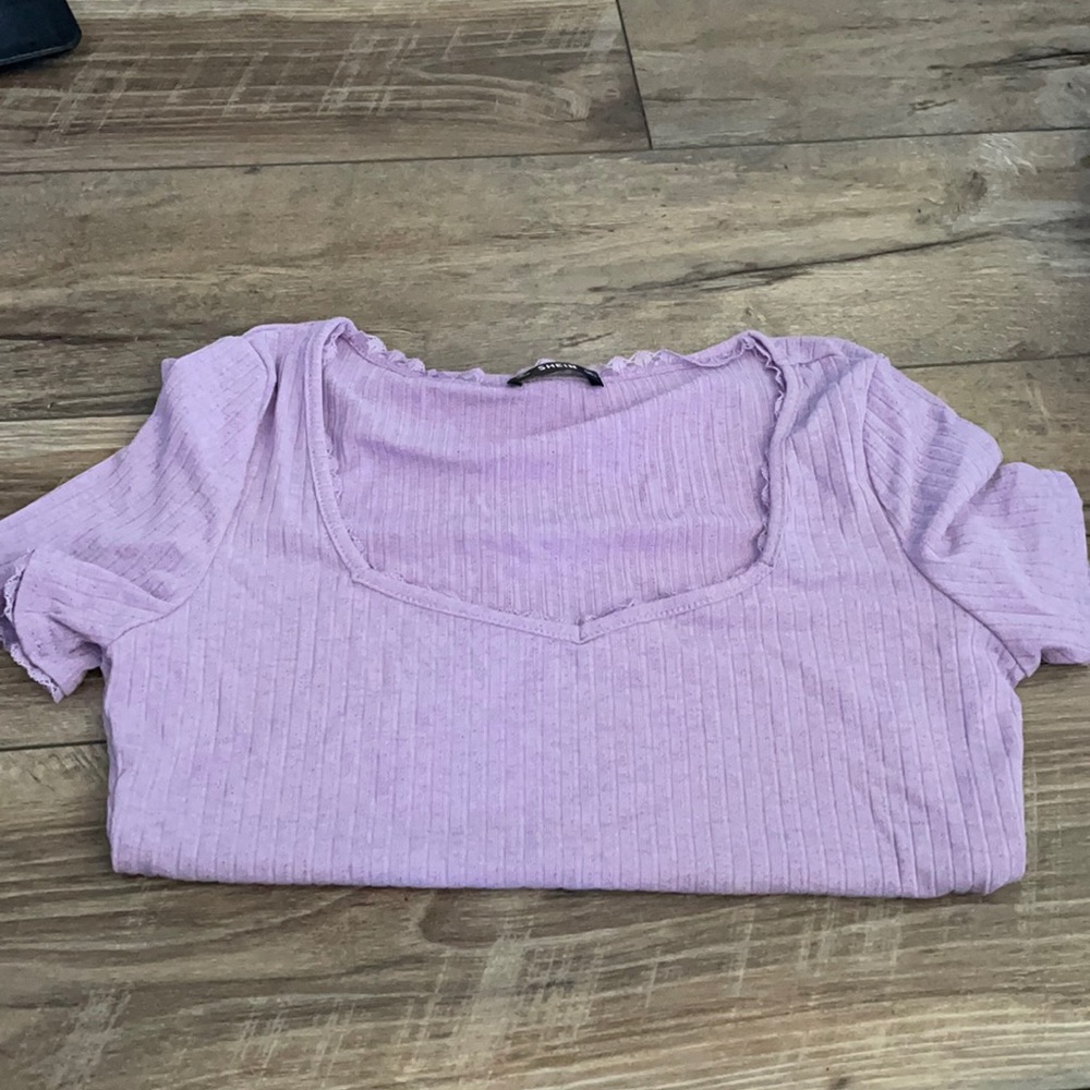 Purple short sleeve. From SHEIN.